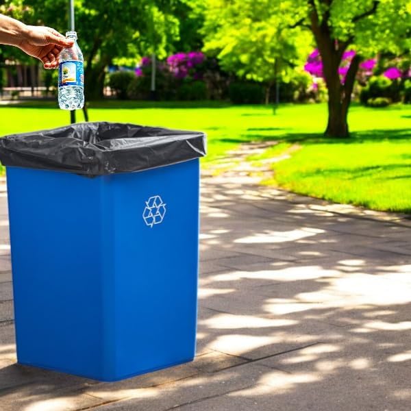 23 Gallon Black Rectangular Plastic Commercial Trash Can