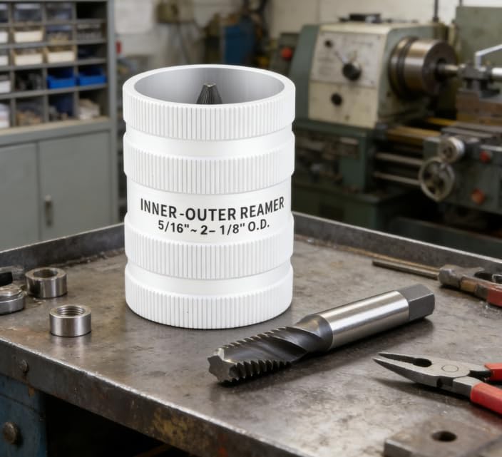 Tube Reamer and Deburring Tool for Stainless Steel Pipes, 5/16" (8mm) to 2-1/8" (54mm) Diameter Range, Professional Burr Removal and Chamfering Tool