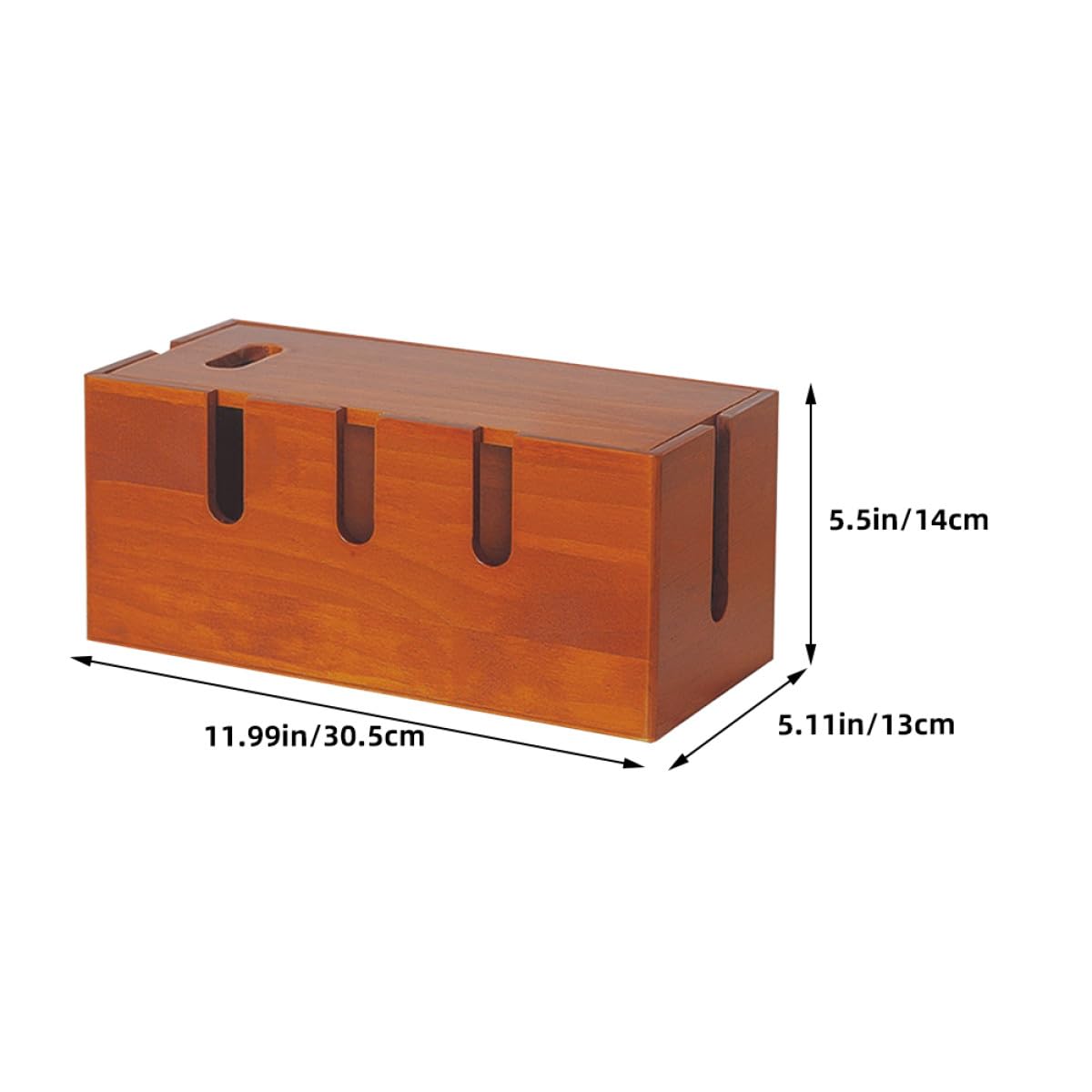 Healeved Scatola Organizer per Cavi da Scrivania in Legno Marrone, Contenitore per Prese e Caricabatterie Design Moderno e Semplice, per Ufficio e Casa