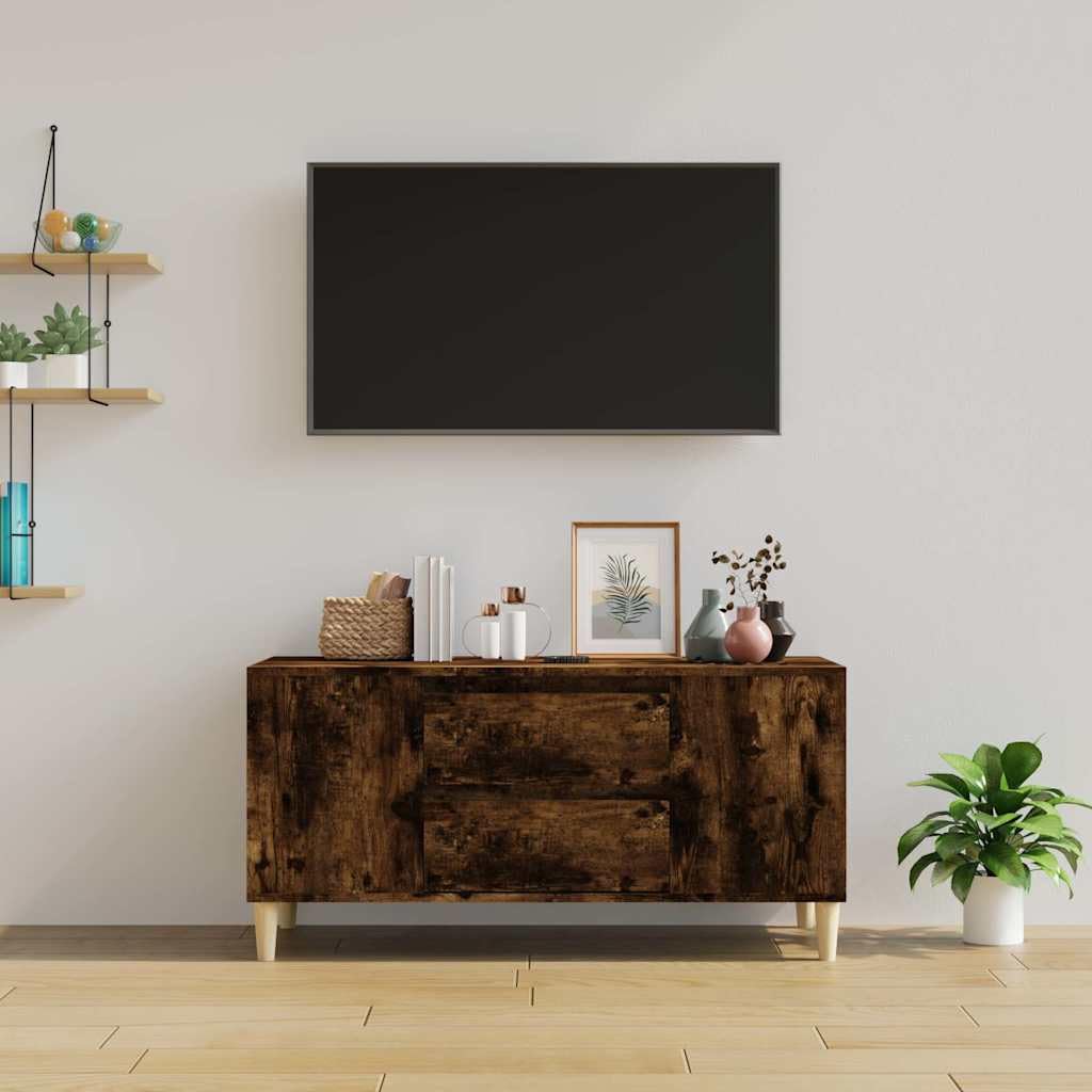 Mobile per TV, 102 x 44,5 x 50 cm, in legno di rovere affumicato