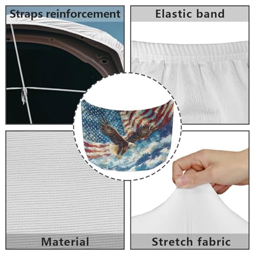 Image of American Flag Eagle Wave Design Car Hood Cover Protector Waterproof Sunproof Car Hood Flag 4th of July Patriotic Decorations for Most Sedans SUV Trucks Pickup Jeep