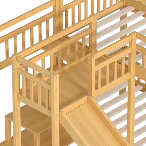 Image of Bellemave Bunk beds Twin Over Twin with Storage Stairs,Two Placement Methods,House bunk Bed, White
