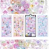 Yoiumicy 立体 シール 可愛い キラキラ デコシール ごほうびシール DIY用 女の子 スクラップブック デコレーション 耐久性PVC エポキシ樹脂 (4枚セット-A)
