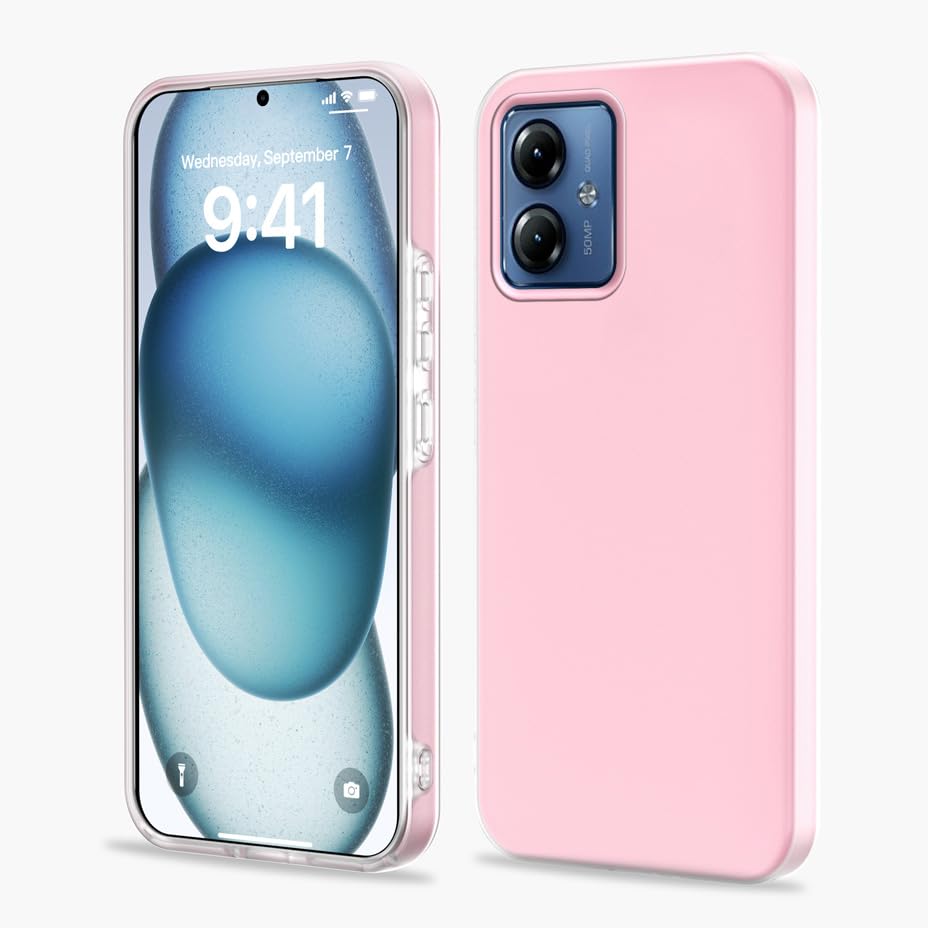 YUXING Funda para Motorola Moto G14 4G, Carcasa Protectora Antigolpes PC + TPU, Anti‑Rayones, Absorción de Impactos y Antihuellas Bumper Case(Rosa)