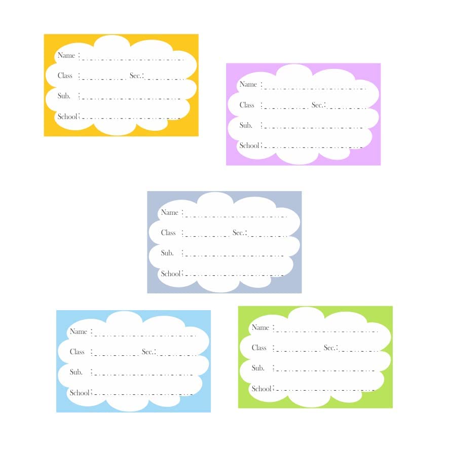 Visual Creation Note Books Stickers for Kids Cloud School Labels (Sticker Count 25) Cloud