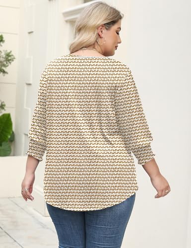 Rapbin Womens Plus Size Tops 3/4 Sleeve Blouses Shirts Casual V Neck Loose Tunic Tops 1X-5X