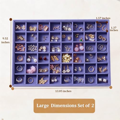 Image of Large Velvet Jewelry Tray Display Drawer Inserts 2 Pack