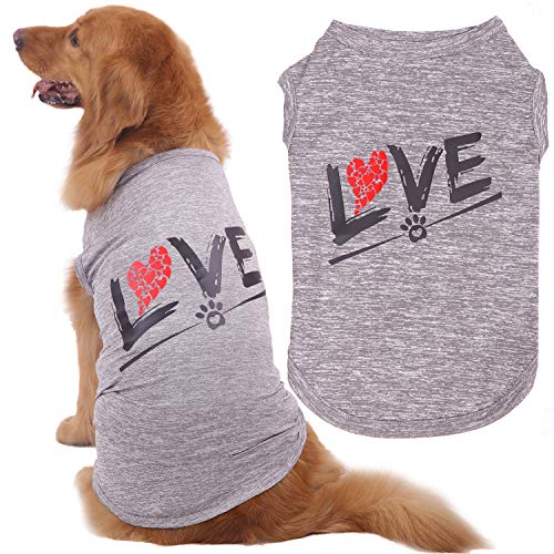 CAISANG Dog Shirts Love Puppy Shirt Mommy Dad/Pets Clothes, Sleeveless Vest T-Shirt Doggy Clothing Crewneck Womens Sweatshirt, Apparel for Dogs Cats Mom Sport Outfits (5X-Large, Grey-Pet)