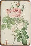 Letrero de metal creativo vintage de rosa rosa, decoración de pared para pasillo, hogar, baño, cocina, puerta, oficina, tienda, club, jardín, bares, cafeterías, 8 x 12 pulgadas