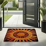 Sunburst Doormat, Orange and Yellow Decorative Door Mat for Spring & Summer Outdoor and Indoor Entryway, Non-Slip and Easy Clean, Dust Absorbent, Modern Design 29x17 Inch