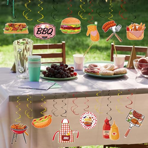 Image of 58 PCS Summer Picnic Party Hanging Decoration BBQ Party Decorations BBQ Picnic Birthday Hanging Swirl for Kids Summer Picnic Holidays Birthday Carnival Party Supplies