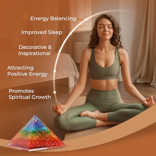 Image of Orgone Pyramid of Success - 7 Chakra Orgonite Pyramid for Healing, Meditation, Stress Relief, Positive Energy & Chakra Balancing
