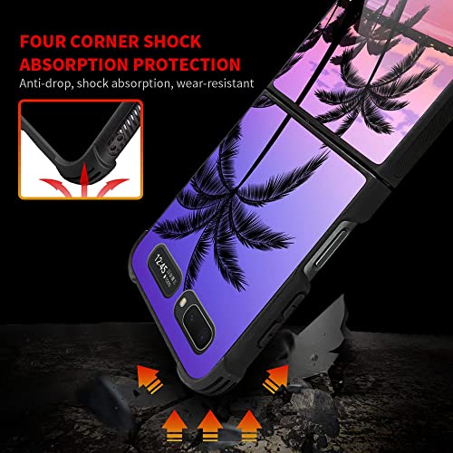 Zhegailian Case Compatible With Samsung Galaxy Z Flip,Colorful Sunset Palm Leaf Galaxy Z Flip Cases For Girls,Reinforced Corners Soft Tpu Shockproof Case Compatible With Samsung Galaxy Z Flip 6.7Inch #TOP2