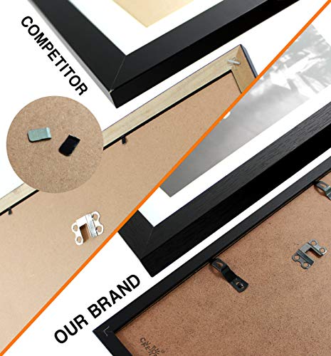 CAVEPOP 5x7 Black Picture Frames 5-Sets, Made to Display (6.25x8.25” Ivory Color Mat 5x7”) Collage Picture Frame Sets