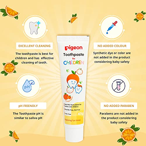 Image of Pigeon Children Toothpaste, Fruit Punch, 45g & Pigeon Children Toothpaste - Orange (45g)
