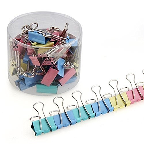 40Pcs Mix-Color Binder Clips Paper Clamp Office School Document File Holder Organizer With Storage Case