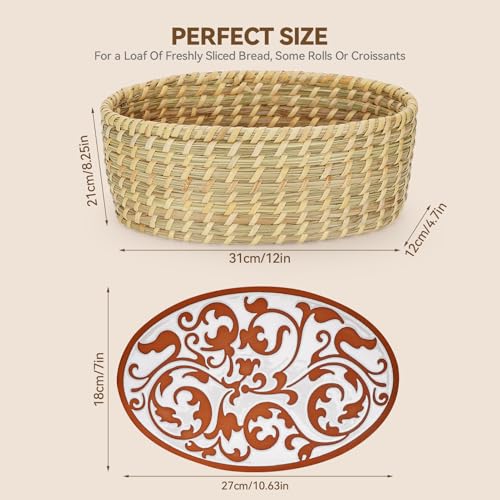 Handcrafted 12 Inch Willow Weave Bread Warmer Basket with Terracotta Stone - Ideal for Serving Sourdough, Rolls & Tortillas, Perfect Housewarming Gift - Image 3