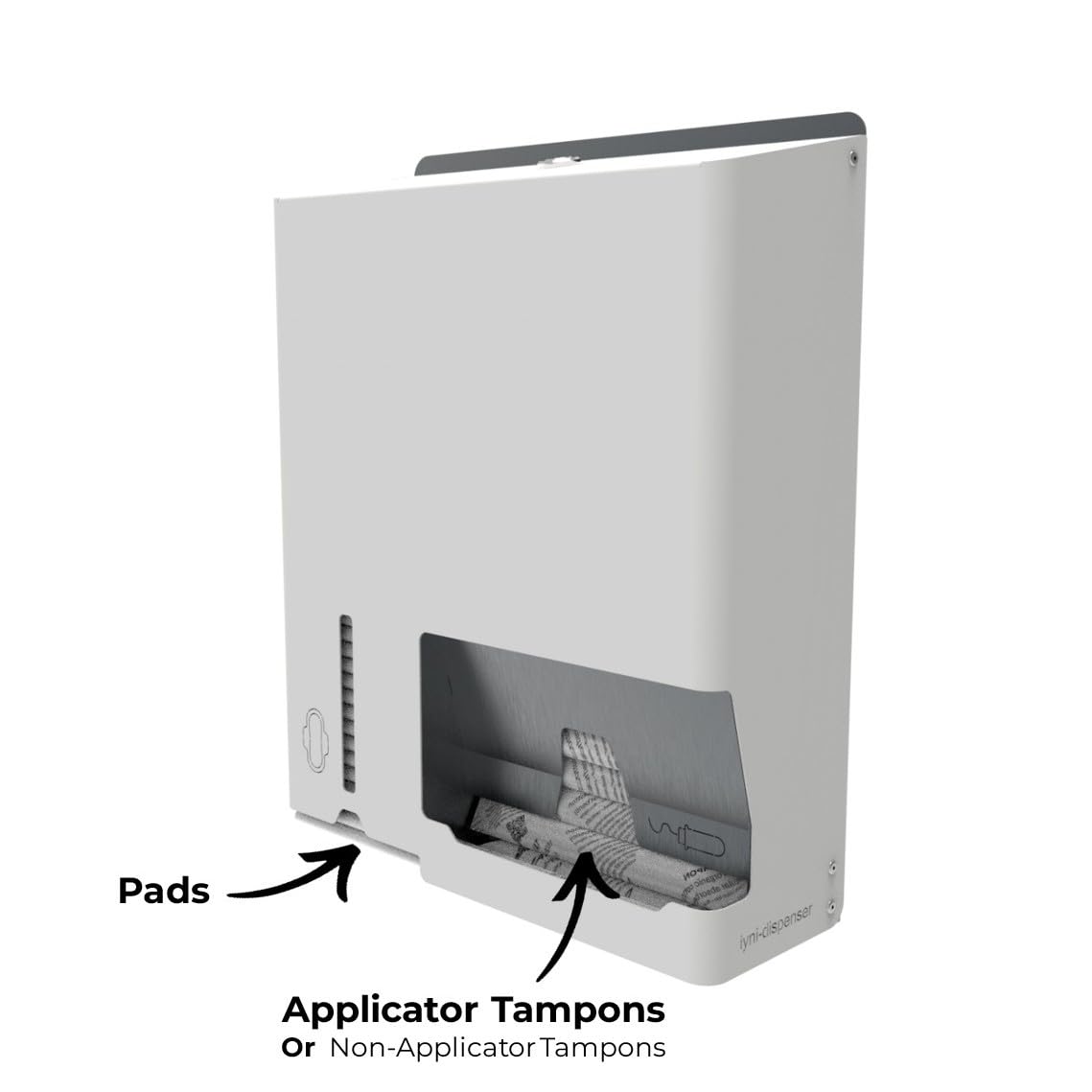 Distributore di protezioni igieniche da parete - 2 colonne - per asciugamani igienici e tamponi - acciaio inossidabile - per scuole, luoghi pubblici - Iyni (1, bianco antracite)