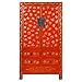 Fine Asianliving Armario de Boda Chino Antiguo Pintado a Mano de Oro Rojo Aprox. An105xP50xAl188cm Armario Chino Mueble de TV Chino Armario de Boda Aparador Cómodas Chinas orientales