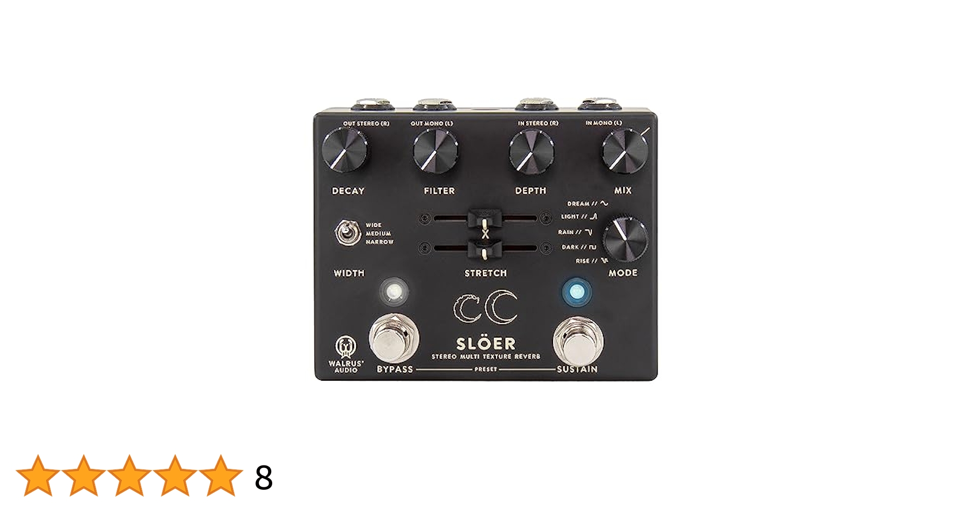 Walrus Audio SLOER Stereo Ambient Reverb, Black (900-1082BK