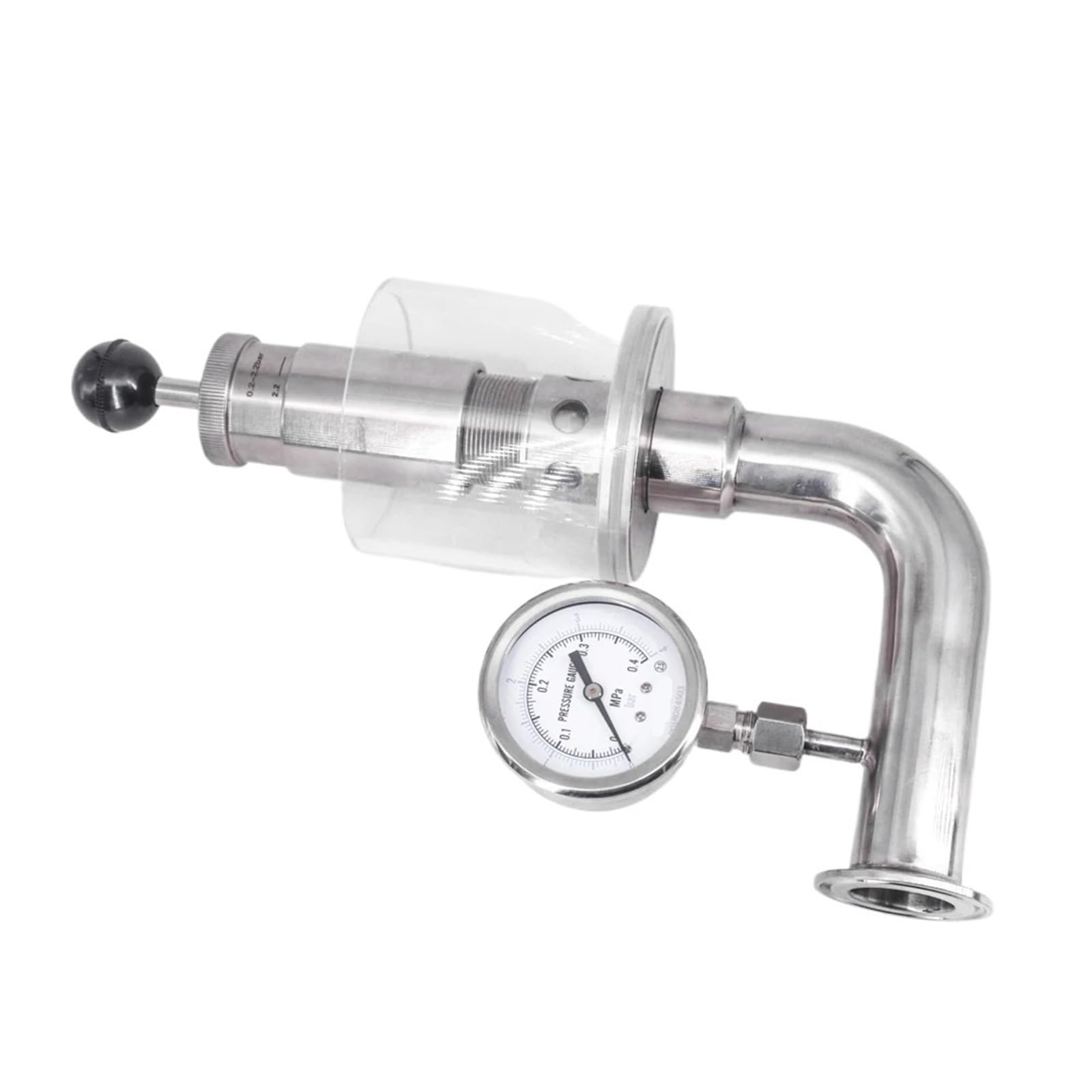 QWZTAEOZA 1.5in Tri Clamp 0.2-2.2 Bar Adjustable Pressure Valve SUS304 Pressure Gauge For Beer Fermenter