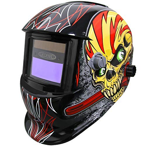 Preisvergleich Produktbild Leopard {Hammer} Solarbetrieben & Austauschbare Batterie + Auto-Abdunklung + Schleiffunktion + Große Ansicht Automatik Schweißhelm Maske