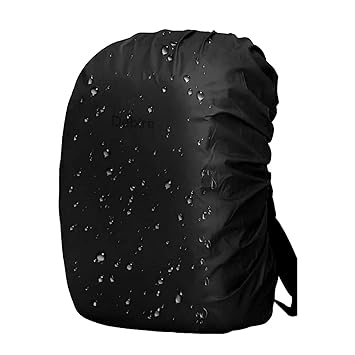 Waterproof Bag Cover 40L to 50L Rain for Backpack Bags Rubberized 100% Heavy Nylon Material, Rainproof (Color : Black)