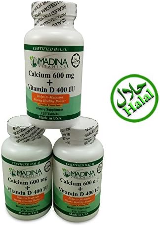 3 X Halal Calcium 600mg + Vitamin D3 400 IU - Made in USA