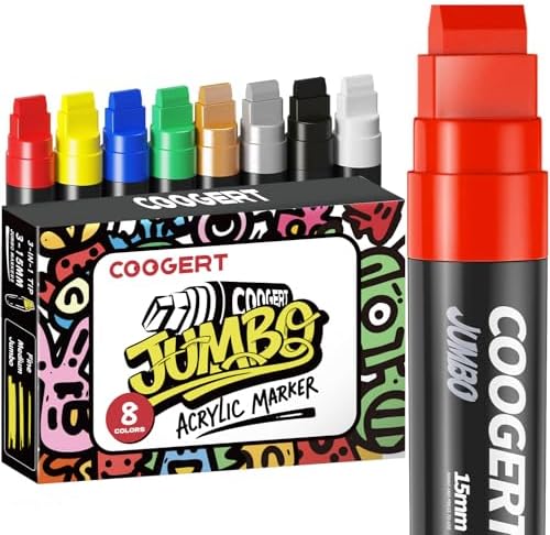 Jumbo Poster Markers 8 Colors 15mm – Acrylic Graffiti Wide view 7