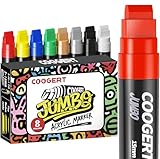 Coogert 8 Vibrant Colors Jumbo Poster Markers, 15MM Thick Permanent Acrylic Graffiti Markers, Wide Tip Paint Marker for Canvas, Posters Board, Fabric, Window, Wood, Teachers,Banner painting supplies