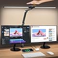 Syrinx LED Desk Lamp with Clamp, Double Head Desk Lamps for Home Office with Gesture Sensor Switch and Touch Control, 24W Eye-Caring Architect Desk Lamp with 25 Light Modes Adjustable Desk Light