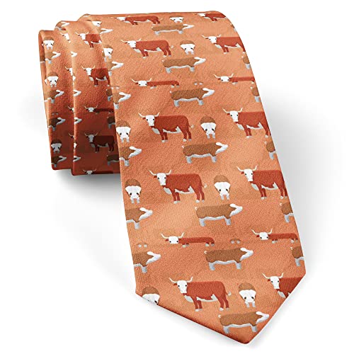 ( Hereford Cattle Cartoon ) Fashion Novelty Necktie, Conversation Neckwear Ties Great for Party and Events