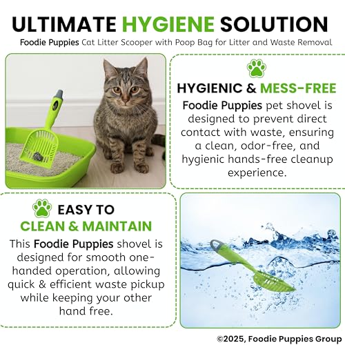 Image of Foodie Puppies Durable Cat Litter /Poop Scooper - (Color May Vary) | Easy to Scoop, Comfortable Grip Handle | Scoop Cum Shovel Suitable for Cats, and Kittens (Scooper with Poop Bag)