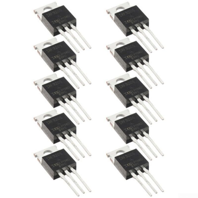 N Channel IRF3205 Mosfets de conmutación rápida de alto rendimiento con una corriente nominal de 110 A y voltaje nominal a 55 V, paquete de diez unidades
