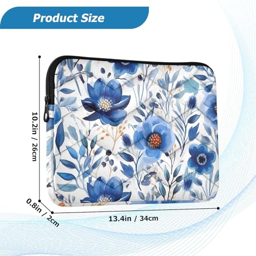Funda para portátil 13-14 pulgadas con flores púrpuras y azules miniatura 3