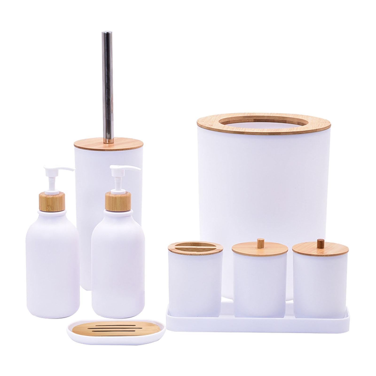 Ensemble accessoires de salle de bain blanc avec distributeur de savon et porte-brosse à dents