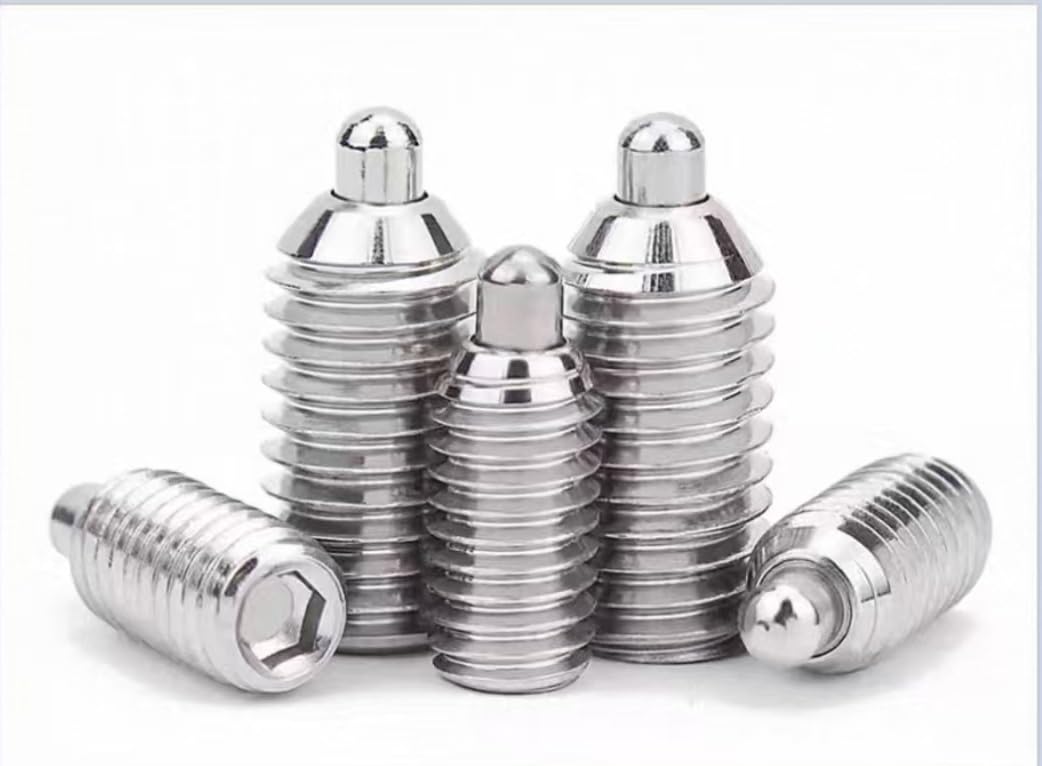 Pasador telescópico de resorte M4-M12 con cabeza de columna de acero inoxidable, tornillo de fijación del émbolo de bola, émbolo de indexación con punta de acero o caucho(M12*40*5*5.5,All steel 2pcs)