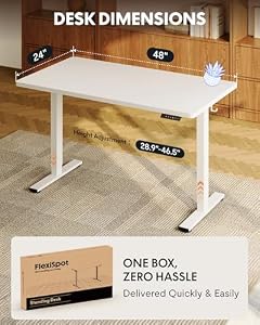 FLEXISPOT EN1 48"x24" One-Piece Standing Desk, White — photo 3 of 6