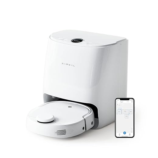 Narwal T10 Mop Robot, 4-in-1 Robot Vacuum and Mop with Self Cleaning Station, Self Washing and Drying Robot Mop with LiDAR Navigation, Smart Mapping, 2 Suction Mode for Hard Floor and Pet Hair, White