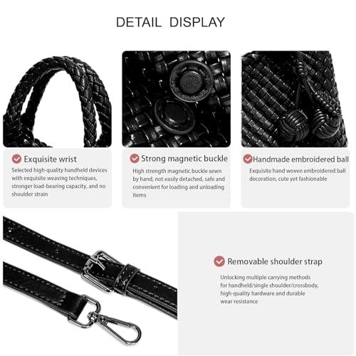Image of Woven Tote Bag for Women with Coin Purse, Foldable Chain Small Crossbody Handbags, Fashion Shoulder Bag, Hobo Satchel