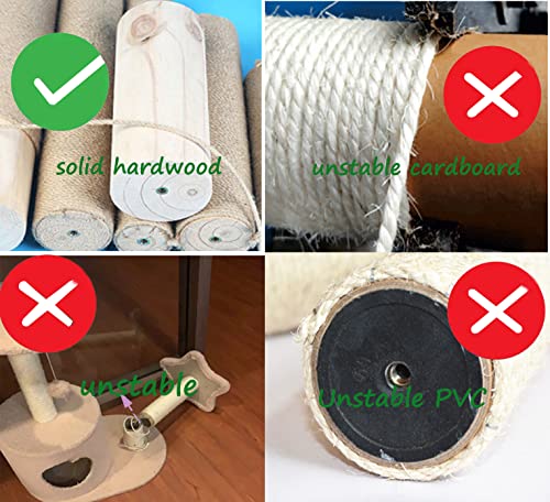 Polo de reemplazo para rascador de gato 24 pulgadas madera natural y yute miniatura 6