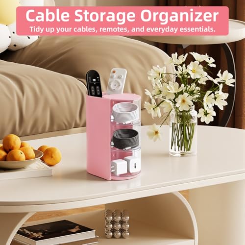Image of neotidy Hair Accessories Organizer with Hair Brush Holder, Rotating Hair Tie Product Organizer for Girls, 3-Tier Makeup Brush Holder for Clips, Bows & Brushes (Pink, 3-Tier)
