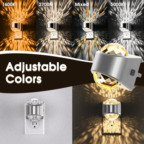 Image of Briignite Night Light Plug into Wall, Color Changing Night Light for Kids, 3CCT Diamond Design Nightlight Projector, Dusk to Dawn Sensor for Nursery Bathroom Bedroom Gaming Room Decor Gift