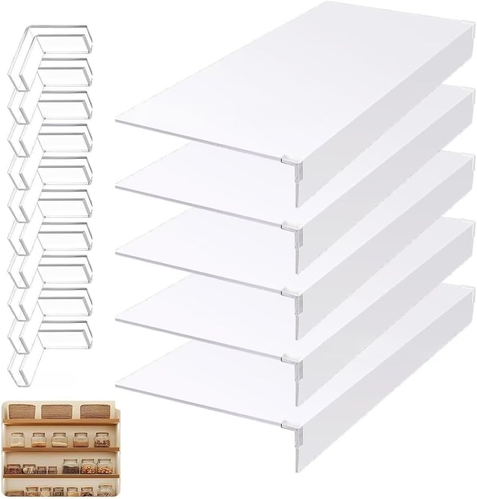 5 PCS Wire Shelf Cover, Waterproof PVC Wire Rack Covers for Shelves, Easy to Cut, Moisture-Resistant Removable Closet (Not Wood) Pantry Shelves Liners for Bathroom, Kitchen,01,44x16x2in