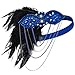 Produktbild ArtiDeco 1920s Stirnband Damen Gatsby Kostüm Accessoires 20er Jahre Flapper Feder Haarband (Blau)