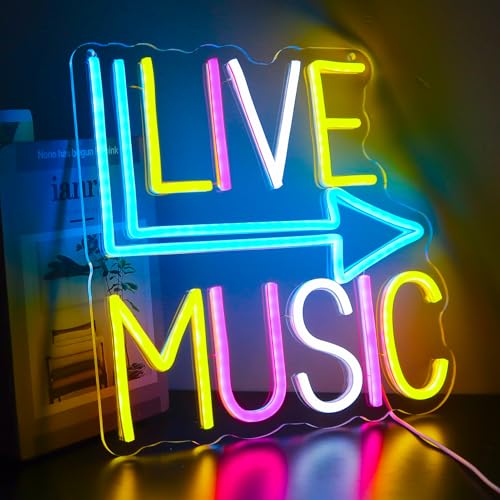 Image of Live Music Neon Signs for Wall Decor,Led Neon Lightfor Live Room, Game Room, Broadcasting Room, Music Studio