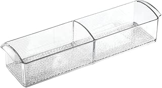 iDesign Med+ BPA-Free Plastic Divided Organizer Storage Tray with Handles for Medicine Cabinets, Drawers, Bathroom, Countertop, Vanity - 2 Compartment, Clear - coolthings.us