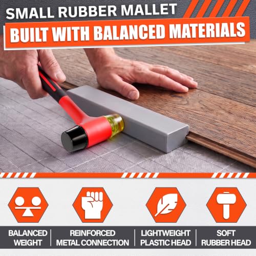 Image of Small Rubber Mallet Hammer with Double Sided 25mm Rubber & Plastic Head - Lightweight 4.9 oz for Less Hand Strain - Jewelry Hammer for Crafts, Leather, Furniture Assembly - Non Slip Grip, 9.5 Inch