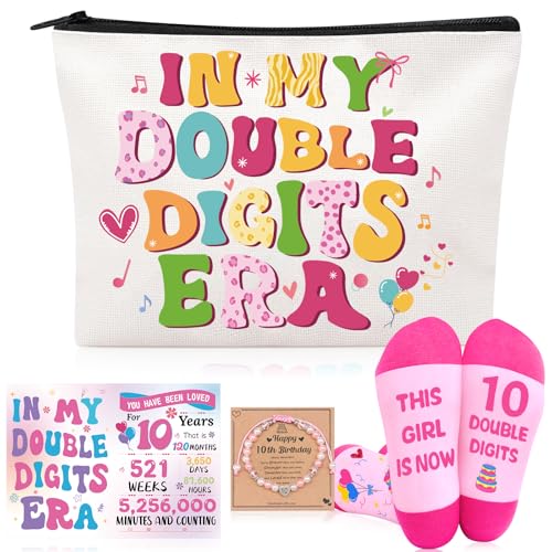 MOTONG 10th Birthday Gifts for Girls Sweet 10 Year Old Girls Birthday Presents Makeup Bag Set Sweet Presents for Daughter Niece Granddaughter Sisters Friend