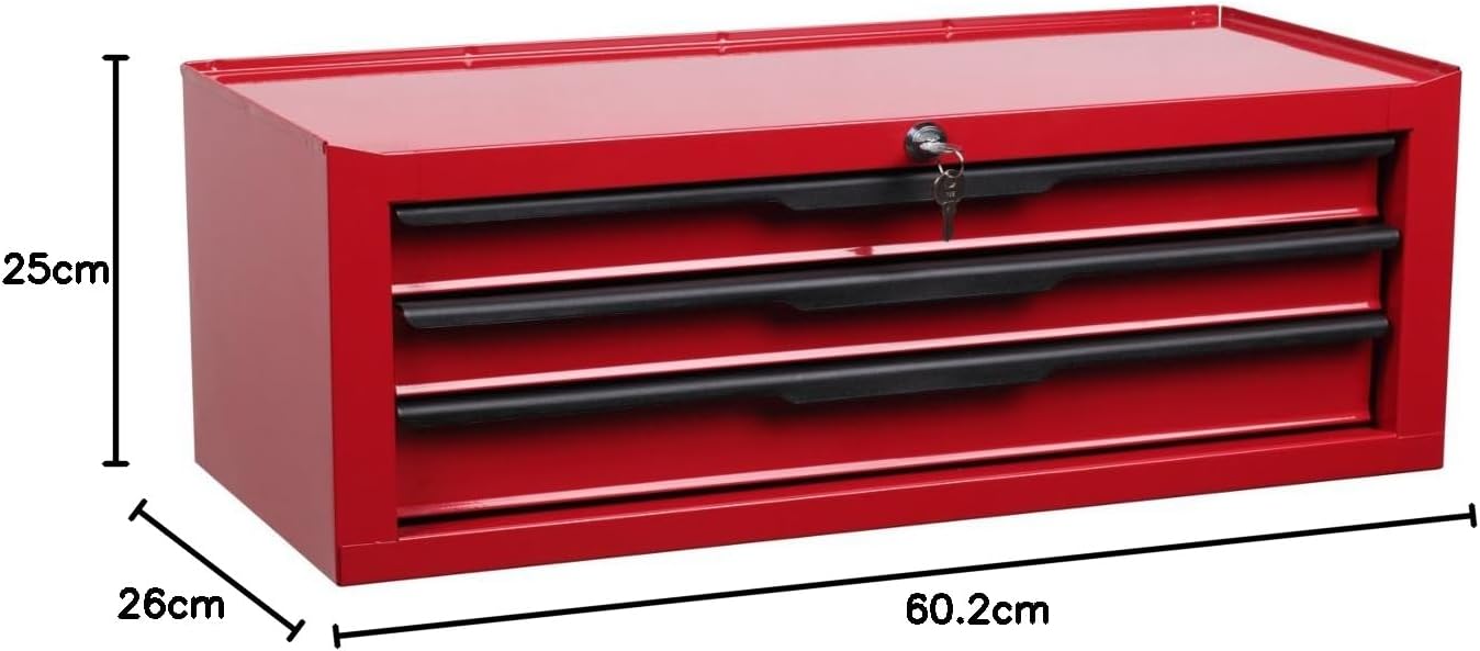 Hilka G301C3BBS - Durable 3-Drawer Tool Chest,Red image 2